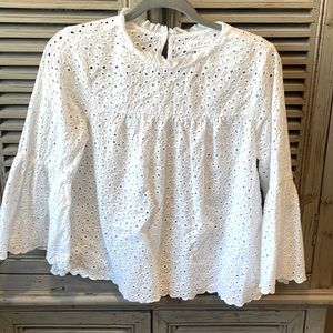 Velvet by Graham & Spencer Eyelet Poplin Shirt White Size small